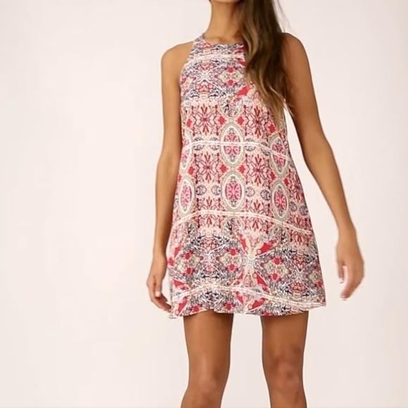 Lulus  Major Red Print Swing mini Dress sz M - Picture 3 of 12